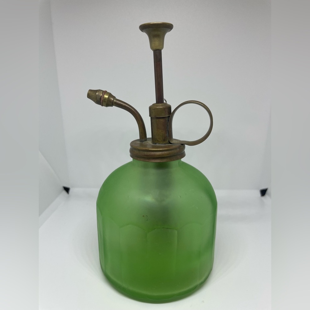Vintage, frosted green, depression, glass, Mister